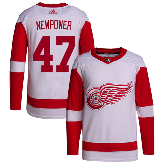 Wyatt Newpower Detroit Red Wings adidas Away Primegreen Authentic Pro Jersey - White