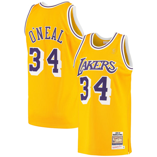 Shaquille O'Neal Los Angeles Lakers Mitchell & Ness 1996/97 Hardwood Classics Authentic Jersey - Gold