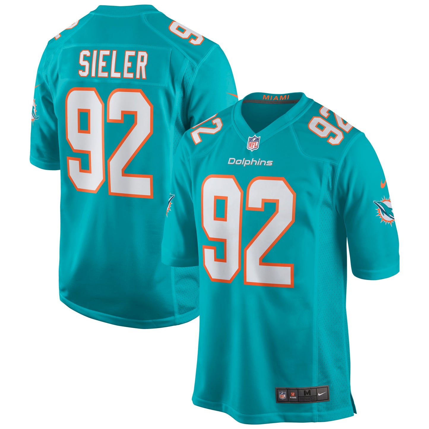 Zach Sieler Miami Dolphins Nike Game Jersey - Aqua