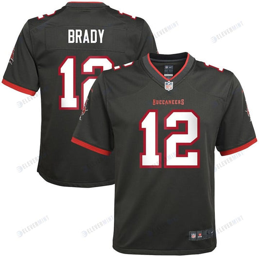 Tom Brady 12 Tampa Bay Buccaneers Youth Alternate Game Jersey - Pewter