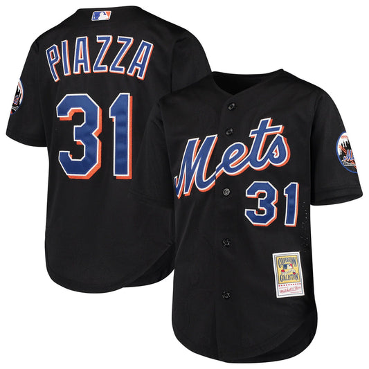 Youth New York Mets Mike Piazza Mitchell & Ness Black Cooperstown Collection Batting Practice Jersey