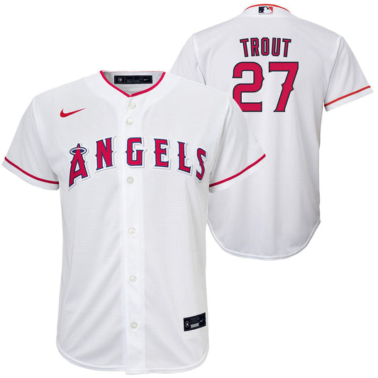 Youth Los Angeles Angels Mike Trout White Home Replica Player Jersey