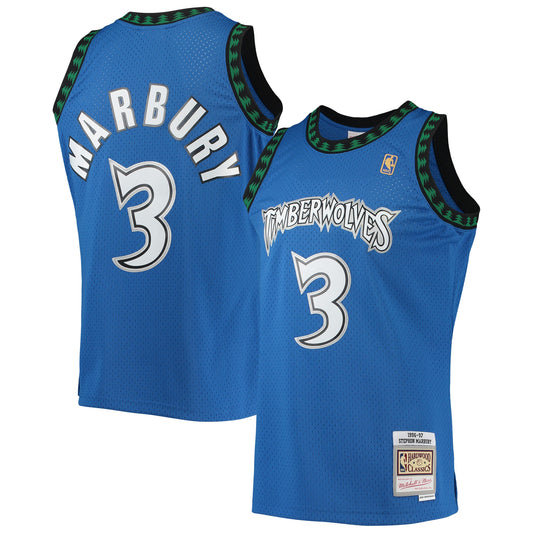 Stephon Marbury Minnesota Timberwolves Mitchell & Ness 1996/97 Hardwood Classics Swingman Jersey - Blue