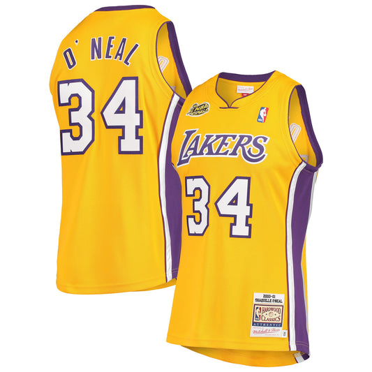 Shaquille O'Neal Los Angeles Lakers Mitchell & Ness 2000 NBA Finals Hardwood Classics Authentic Jersey - Gold