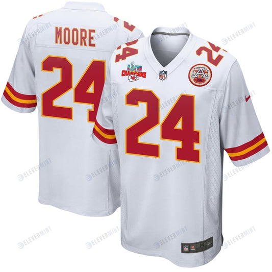 Skyy Moore 24 Kansas City Chiefs Super Bowl LVII Champions 3 Stars Men Game Jersey - White