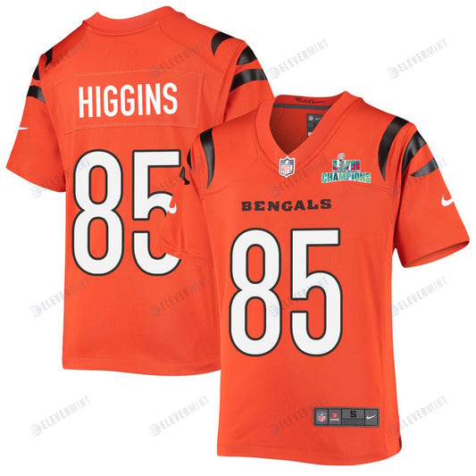 Tee Higgins 85 Cincinnati Bengals Super Bowl LVII Champions Youth Alternate Game Jersey - Orange