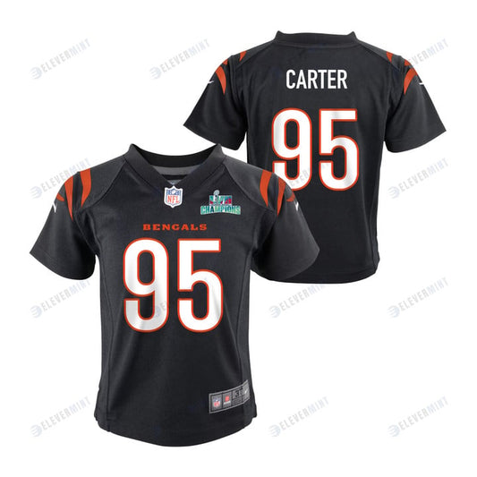 Zach Carter 95 Cincinnati Bengals Super Bowl LVII Champions Youth Game Jersey - Black