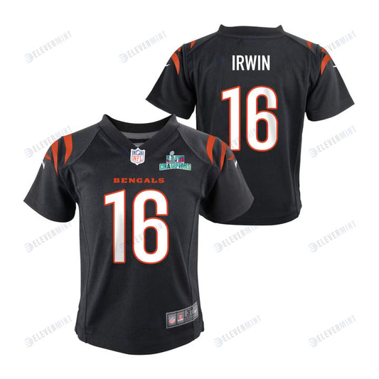 Trenton Irwin 16 Cincinnati Bengals Super Bowl LVII Champions Youth Game Jersey - Black