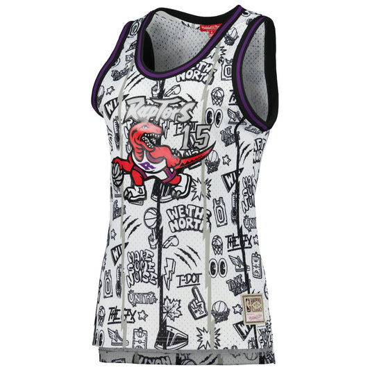 Women's Vince Carter Mitchell & Ness Raptors 1998 Doodle Swingman Jersey - White